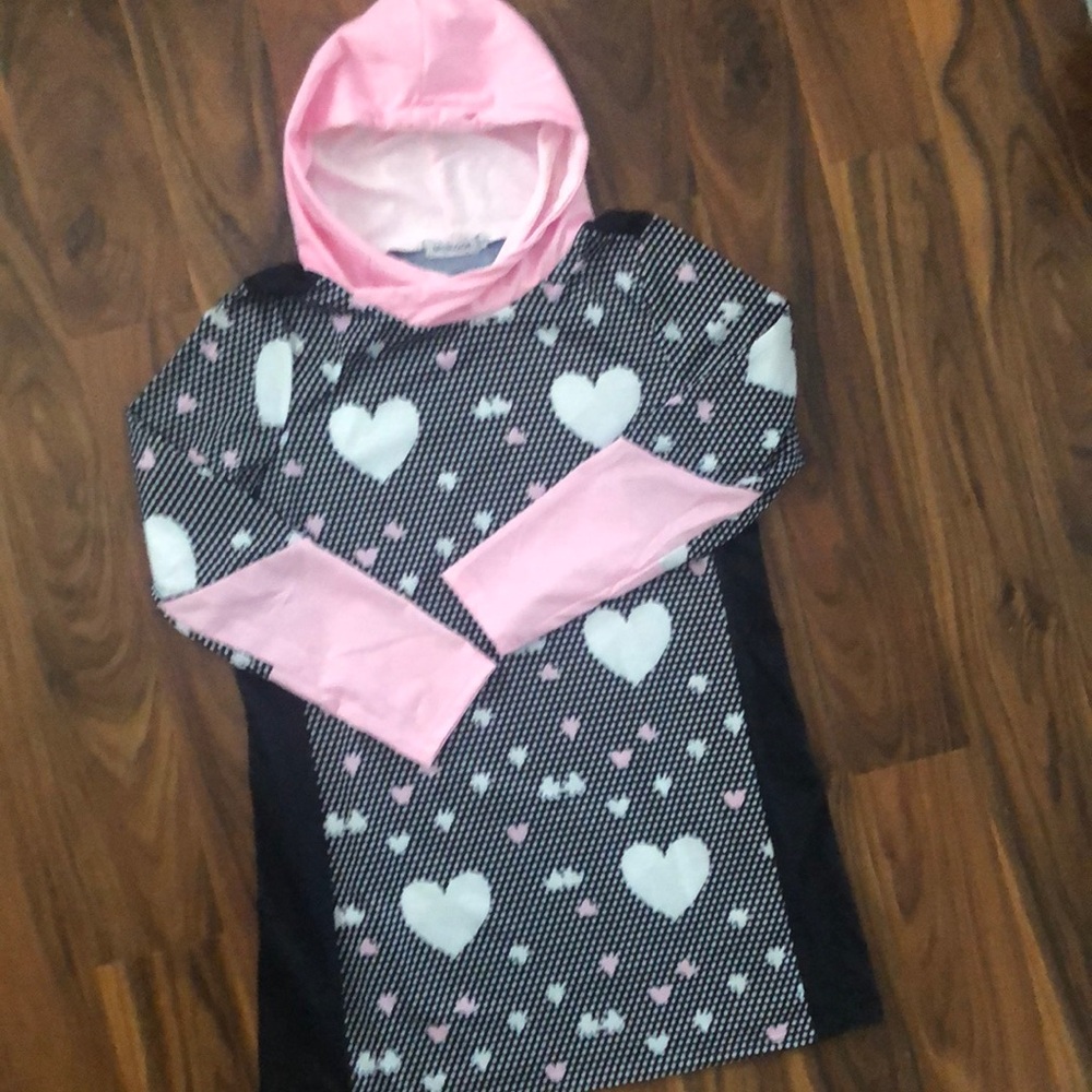 Pink and Black Heart Hoodie Dress